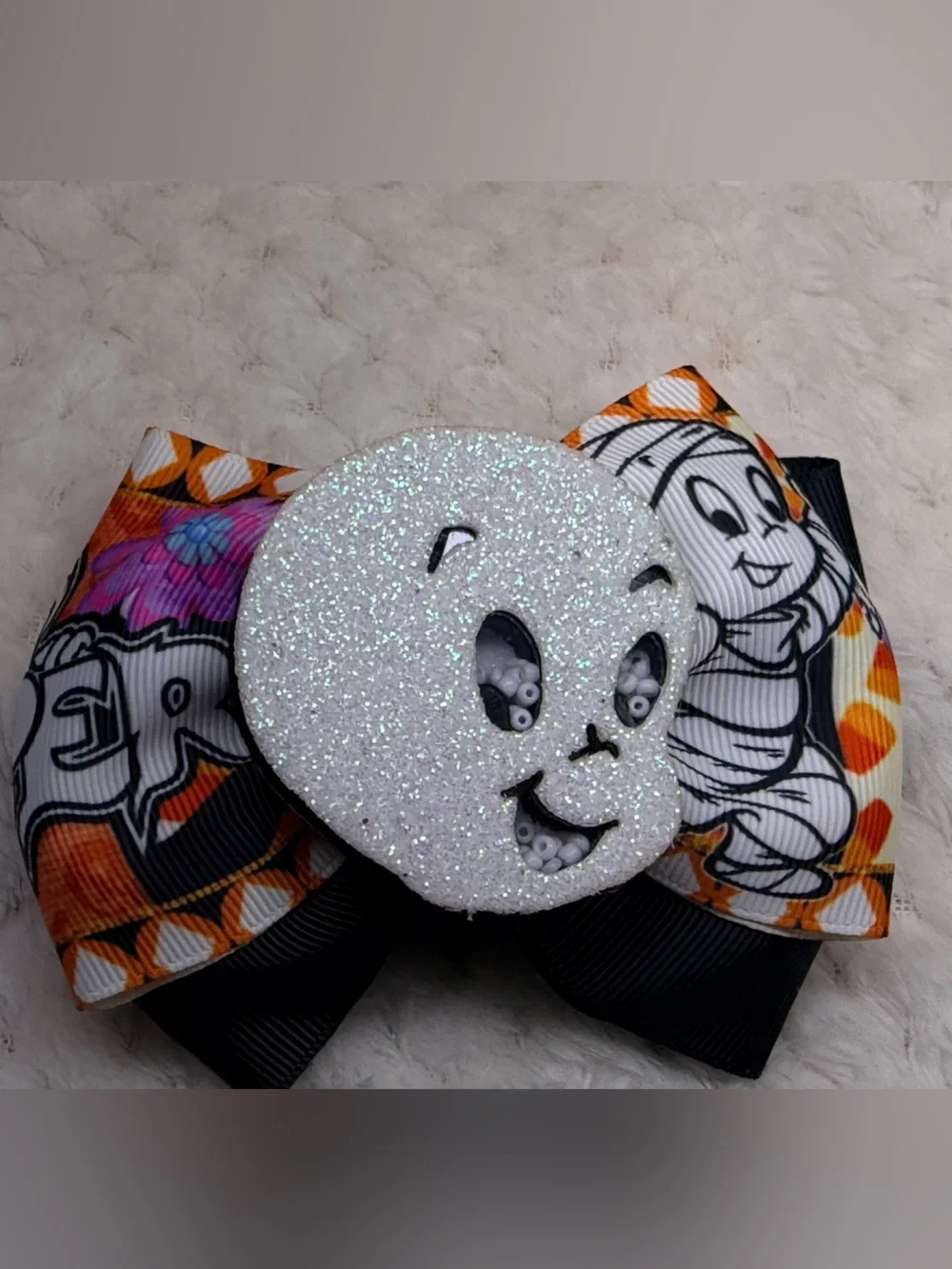 Casper the Friendly Ghost Halloween Bow - Black & Orange